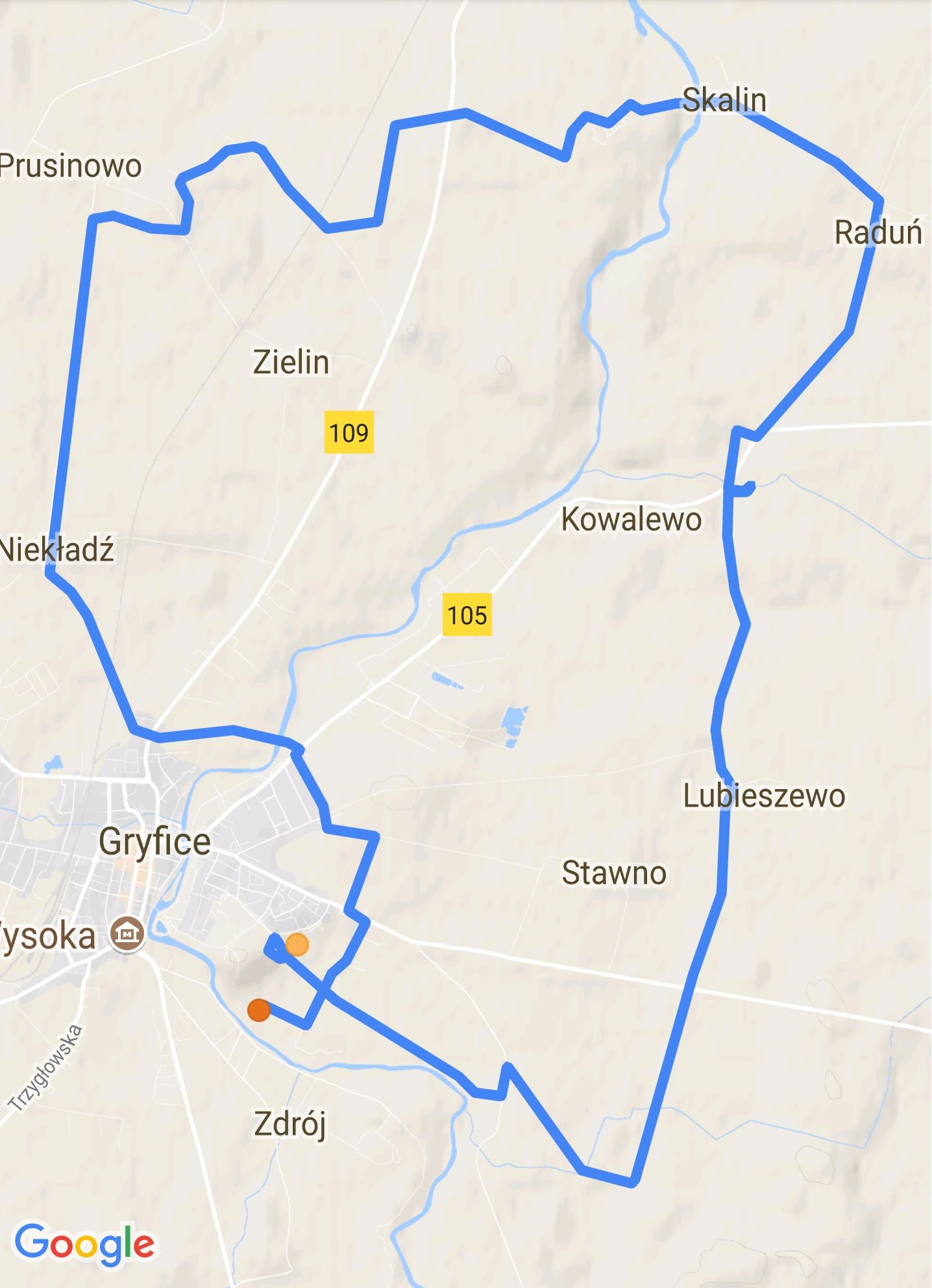 Trasa przejazdu rowerowego