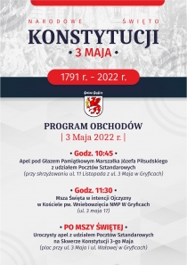 Obchody Narodowego Święta Konstytucji 3 Maja w Gryficach - Zaproszenie