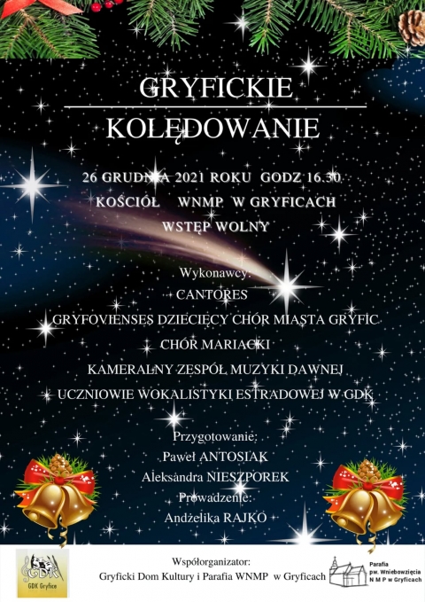 Zapraszamy na &quot;Gryfickie Kolędowanie&quot; - 26 grudnia 2021 r.