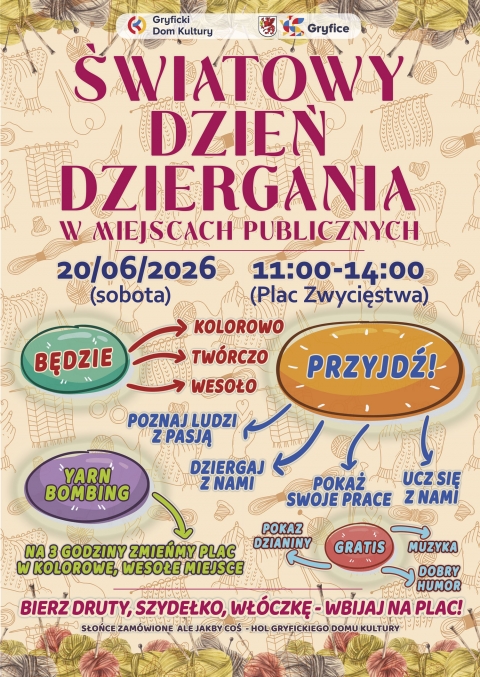 Światowy Dzień Dziergania w Miejscach Publicznych w Gryficach