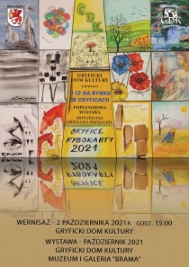 Gryficki Dom Kultury zaprasza &quot;O 12 na Rynku w Gryficach&quot; - poplenerowa wystawa Artystycznych Spotkań Przyjaciół Gryfice - Rybokarty 2021