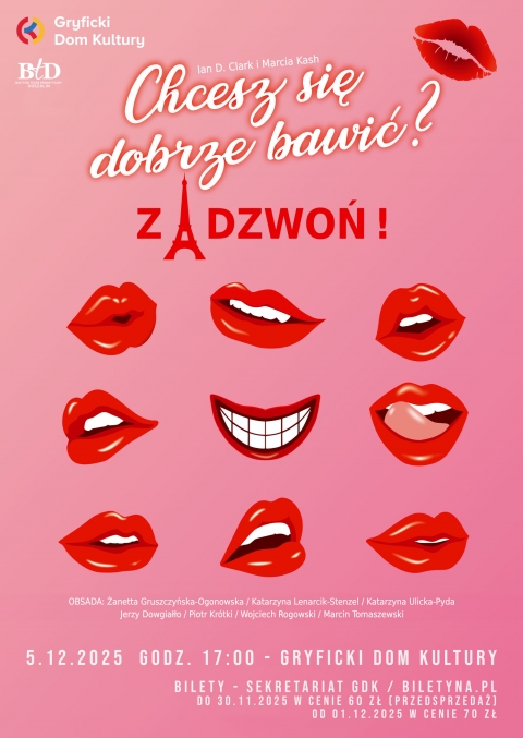 Gryficki Dom Kultury zaprasza na spektakl: "Chcesz się dobrze bawić? Zadzwoń!" - 5.12.2025