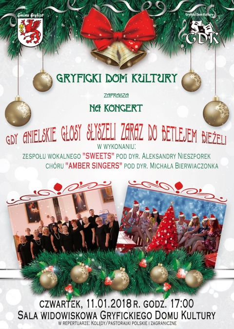 Zapraszamy na koncert w Gryfickim Domu Kultury - 11 stycznia 2018 roku