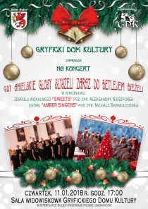 Zapraszamy na koncert w Gryfickim Domu Kultury - 11 stycznia 2018 roku
