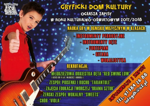 Gryficki Dom Kultury ogłasza zapisy w roku kulturalno-oświatowym 2017/2018